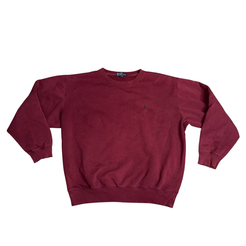 Polo Ralph Lauren Sweatshirt Mens Medium Burgundy Good Crewneck Embroidered Pony